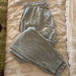 Nike Kids Gray Fleece Joggers with White Swoosh